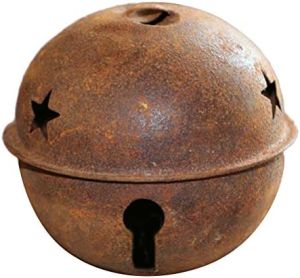 SUPVOX 12pcs Rusty Metal Bells Christmas Jingle Bells with Star Cutouts for Christmas Holiday Craft Decorations (40mm) (12)