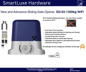 SmartLuxe High-Quality Electric Sliding Gate Opener Motor SG-02 Series 800kg-1300kg WiFi Connectivity Easy Installation