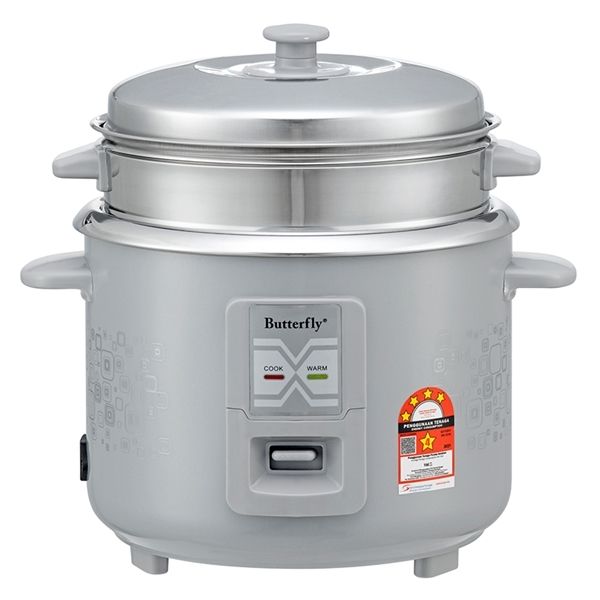 Butterfly Stainless Steel Straight Rice Cooker with Steamer