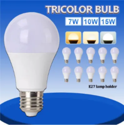Tricolor LED Bulb E27 light Led Lamp Bulbs High Quality 7W 10W 15W 220V Light Efficient Energy