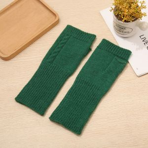 TRANQUIL HUT Keep Warm Long Winter Faux Wool Twist Wrist Arm Korean Knitted Gloves Hand Mitten Women Arm Warmers Fingerless Gloves