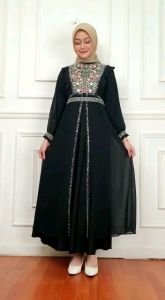 Gamis Abaya Maksi Dress Pesta Arab Saudi Bordir Zephy Mewah Turkey Wanita Ceruti Bunga