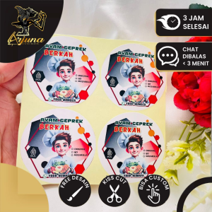 Arjuna Cetak Label Chromo Ayam Geprek Sticker Murah Bandung Packaging Makanan Box Kardus 2-4