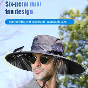 💕【With fan】Summer outdoor sun hat for men/ Electric solar fan sun hat/ Removable solar charging fan/ Built-in wide-brimmed hat/ Mountaineering and fishing hat