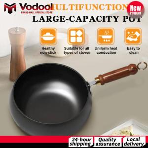 Belly Shape Frying Pan Anti Scald Handle Saute Pan Multifunctional Flat Frying Pot 9.4 Inch for Gas Stove Induction
