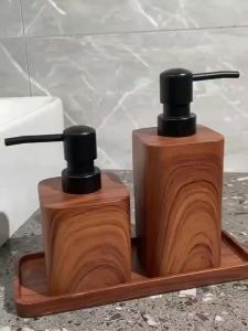 Walnut Grain Press Hotel Hand Sanitizer Bottle Shower Gel Shampoo Lotion Bottle Home Press Soap Dispenser Bathroom Accessories