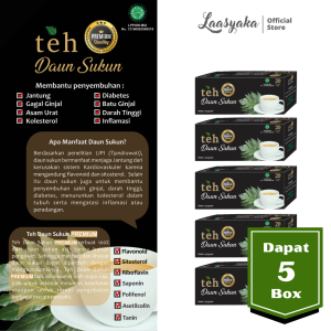 Teh Daun Sukun Premium Laasyaka Herbal (Dapat 5 Box) Obat Herbal Batu Ginjal Gagal Ginjal Jantung Asam Urat Kolesterol Diabetes Hipertensi Inflamasi