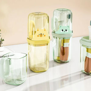 Travel Portable Mouthwash Cup Cute Bear Travel Toothbrush Holder Detachable Toothpaste Storage Box