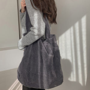 IELGY Fashion Literary Retro Corduroy Canvas Bag Female Large Capacity Retro Vintage Classic Durable And High Quality