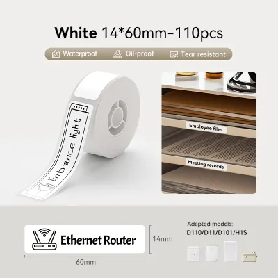 【White Label】NIIMBOT D11/D110/D101 White Label Sticker Waterproof Oil Proof No Glue Residue Name Sticker Beauty Kitchen Toys Thermal Label Paper