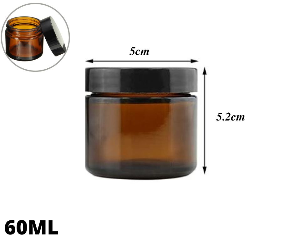Single Pack Thick Amber Glass Storage Jar With Multipurpose Black Lid, Sealed Glass Container Bottle
_voghion.com
