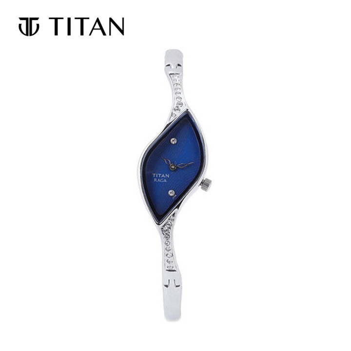 Titan Raga Blue Dial With Silver Metal Strap Analog Womens Watch
