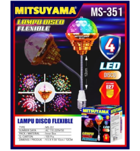 Bisa COD - Lampu Disco Flexible Putar MS-351 Cahaya Warna Warni Lampu Hias LED Fitting E27 RGB 4Watt