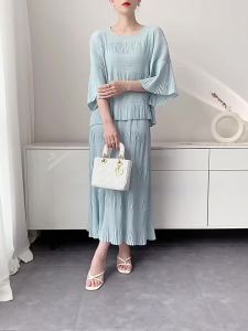 S-1177 #  B-1179 # [Top And Skirt Sold Separately] Miyake Style Pleated Suit For Women Summer Top And Skirt Age-Reducing Comfortable Casual One Size (45-75kg)