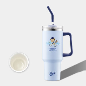 Ly giữ nhiệt TAFUCO cỡ lớn in hình gấu Teddy Bear 1300ml Inox 304 + phủ sứ có tay cầm và ống hút giữ nhiệt 6-12 tiếng