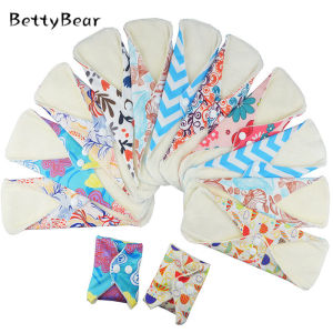 [Betty Bear] (Random Color) 3pcs Bamboo Fiber Washable Sanitary Pads for Female Girls Skin-Friendly Soft Waterproof Reusable Menstrual Pads