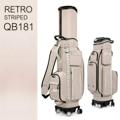 PGM Womens Golf Travel Bag 4-Wheel Waterproof Hard Shell Flight Golf Bag with Stretch Cover QB181