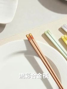 5 Pairs Alloy Chopsticks Non Slip Colorful Food Grade Cute Animals Food Stick Reusable Anti-Mildew Anti-Slip High Temperature Resistant-152c4c8b