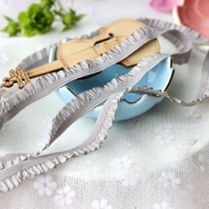 1CM Wide Elastic Ruffle Embroidered Fungus Lace Ribbon Trim Stretch Webbing Dolls Clothing Handmade DIY Sewing Material 7Colors