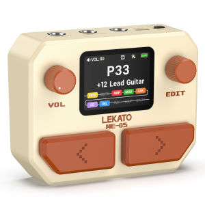 LEKATO ME-05 MINI Pocket Multi-Effects Guitar Pedal with 10 Effects Modules 100 Drum Rhythms and 40-second Stereo Looper 99 Presets 40 Amp/Cab Electric Processor OTG USB Audio Interface