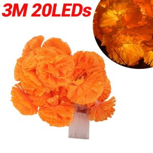 Halloween Marigold Flowers Light String Artificial Marigold Garland Battery Powered LED Lamp Halloween Outdoor Party Decorations