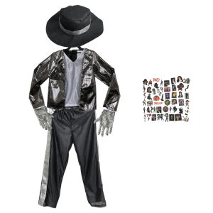 MJ Michael Jackson Coat Billie Jean Jacket Suitable For Glove Children Kids Party Cosplay Costume Clothing Children Cos Sets