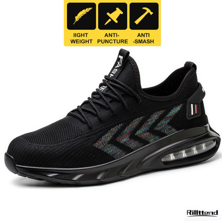 Safety Shoes men Steel toe Lightweight Air-sole Breathable Anti