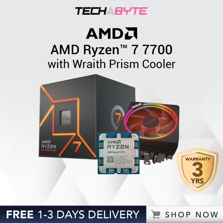 AMD Ryzen 7 7700 Gaming Processor with Wraith Prism Cooler