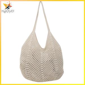 【HOSPORT】Women Knitting Shoulder Bag Hollow Out Hollow Summer Bag Large Capacity Knitted Tote Handbag Ladies Daily Handbag