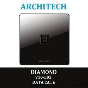 Architech Diamond V16-E02 Black Stop Kontak/JACK Data Cat6 - Black