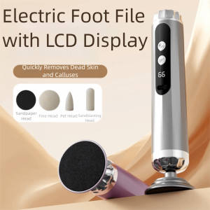 JON09 Adjustable Electric Foot File 5 Speed with Sandpaper Discs Callus Remover Portable LCD Display Automatic Foot Grinder Foot Care