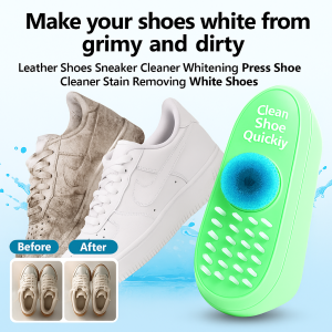 White Shoe Cleaner Kit with Brush Press Type Whitening Stain Remover for Shoes Effective Cleaning for Sneakers