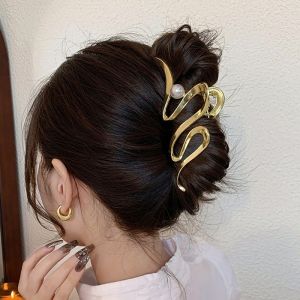 Pearl Wave Hair Clip Hair Pin Metal Elegant Hair Extension Hair Accessory Metal Hair Clip with Pearl