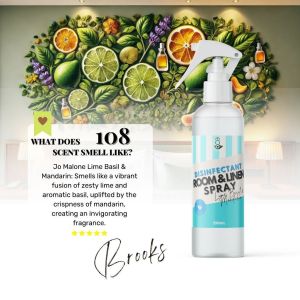 My Home 108 LIME BASIL MANDARIN Premium Room and Linen Disinfectant Spray Paraben Free Car Bathroom