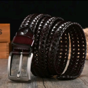 promo!!!Ikat Pinggang Pria Gesper Jarum Model Kepang Anyam Kulit 3.5 Cm ikat pinggang kulit import