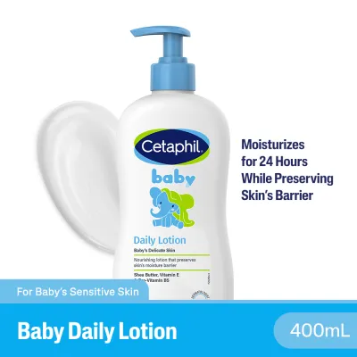 Cetaphil Baby Daily Lotion 400ml for Newborn and Toddler | Hypoallergenic & Gentle with Shea Butter & Sunflower Seed Oil | Moisturizes & Protects Baby’s Skin for 24 Hours | Pediatrician Recommended
