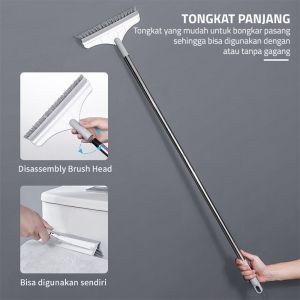 Sikat Lantai Wiper 3in1 Pembersih Lantai Dinding Kamar Mandi Gagang Panjang Portable