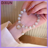DIXUN🔥🔥🔥 Exquisite Opal Beaded Bracelet For Women Elegant Lucky Cat Pendant Elastic Bracelets Fashion Light Luxury Jewelry Girls Gifts