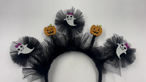 Halloween Tulle Pumpkin Headband Unique Hairpieces Headwear Mesh Hair Accessory for Costume Parties and Daily Wear