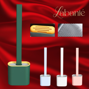 Labanie Household Toilet Brush with Holder Creative Deep Cleaning Toilet Brush Long Handle Bathroom Cleaning Brush Quick Dry Storage Base Durable Toilet Bowl Cleaning Tool