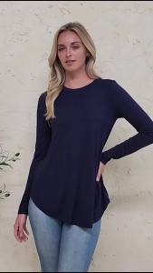 Azules  Long Sleeve Waist Cinch Top  -  Elegant casual and lightweight ( Standard and Plus Size )