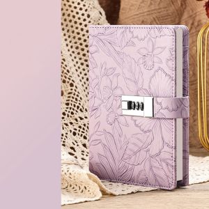 QUESU 224 Pages B6 Notebook Protecting Secrets Thickened Password Book with Lock Fashion Wear-resistant Diary Book Student