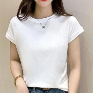 Womens Short-sleeved Knitted Blouses & Shirts Plain Round Neck T-shirts New Summer Fashion Versatile Slim Tops