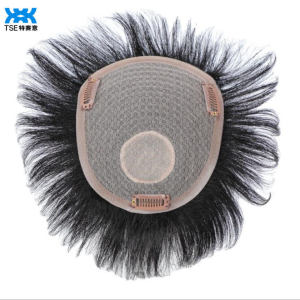 TSE Men Wig Piece Real Hair Made Hand-woven Breathable Mens Wigs Piece Pad Covering Top Head Hair Replacement JM1055/RW80