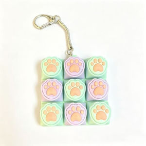 keyboard keychain fidget Keyboard Fidget Toy 9 Key Mechanical Keychain Cat Paw Keycaps Stress Relief