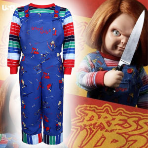 Gifts Halloween ghost Chucky cos suit Chucky lining overalls show suit cosplay suit childrens suit