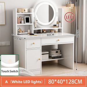 AIBM Dressing Table With LED Bedroom Modern Minimalist Storage Cabinet Makeup Table Storage Desk Cosmetic Table Bedroom Table