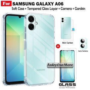 Paket 4in1 Soft Case Samsung A06 Silicon TPU Clear Free Anti Gores Layar Camera Dan Garskin