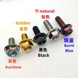 1pc Titanium Bolt M10 x 20mm 25mm 30mm 35mm 40mm 45mm 50mm 55mm 60mm 65mm 70mm 75mmThread Pitch 1.25 (Fine Thread) Hex Head Flange Hexagon Flange bolts Big Head Gr5 titanium screw ti bolt 6al4v titanium fasteners