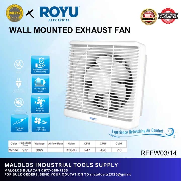 ROYU Wall Mounted REFW01/12 REFW01/14 Exhaust Fan REFW03/12 & REFW03/14